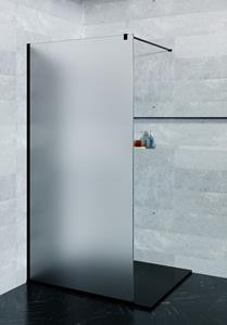 Saniclear Blurred douchewand matglas 70x200cm mat zwart profiel