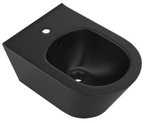 Sapho Avva wandbidet met overloop en kraangat 35.5x53cm zwart mat