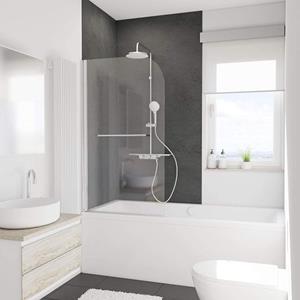 Schulte badwand 1-delig 140x80cm chroom helderglas met handdoekhouder