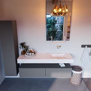 MONDIAZ ALAN-DLUX Badmeubelset 150cm badmeubel onderkast Plata 2 lades met vrijhangende wastafel CLOUD rechts zonder kraangat kleur Ostra ADX150Pla2LR0Ost