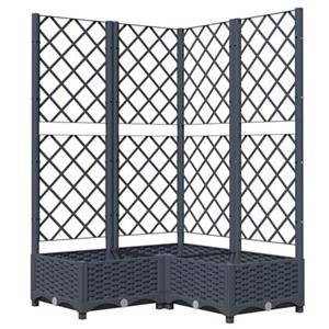 VidaXL Plantenbak met latwerk 80x80x121,5 cm polypropeen donkergrijs