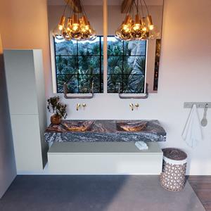 MONDIAZ ALAN-DLUX Badmeubelset 150cm badmeubel onderkast Clay 1 lade met vrijhangende wastafel CLOUD dubbel zonder kraangat kleur Lava ADX150Cla1LD0Lav