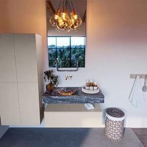 MONDIAZ ALAN-DLUX Badmeubelset 100cm badmeubel onderkast Linen 1 lade met vrijhangende wastafel CLOUD links zonder kraangat kleur Lava ADX100Lin1LL0Lav