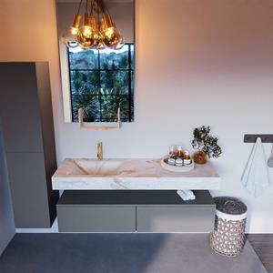 MONDIAZ ALAN-DLUX Badmeubelset 150cm badmeubel onderkast Plata 2 lades met vrijhangende wastafel CLOUD links 1 kraangat kleur Frappe ADX150Pla2LL1Fra
