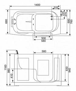 AcquaVapore Whirlpool-Badewanne »Senioren Sitzwanne Whirlpool Badewanne S07WP-TH-B«