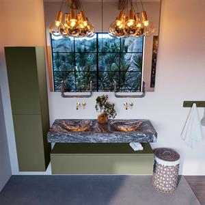 MONDIAZ ALAN-DLUX Badmeubelset 130cm badmeubel onderkast Army 1 lade met vrijhangende wastafel CLOUD dubbel zonder kraangat kleur Lava ADX130Arm1LD0Lav