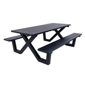 picknicktafel New York 200 cm blackwash - metalen onderstel