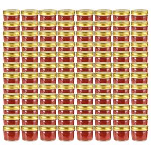 vidaXL Jampotten met goudkleurige deksels 96 st 110 ml glas