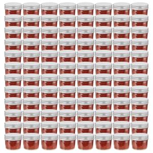 vidaXL Jampotten met zilverkleurige deksels 96 st 110 ml glas