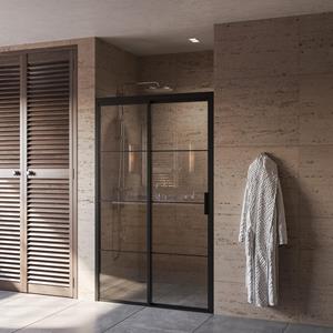 Boss & Wessing Nisdeur BWS Frame Schuifdeur met Soft Close Vaste Wand Links 100x200 cm Mat Zwart