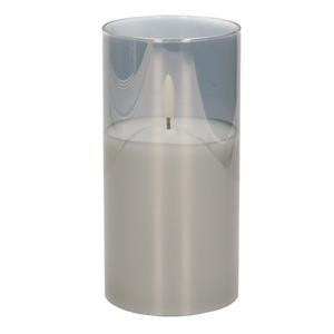 Cepewa 1x Stuks Luxe Led Kaarsen In Grijs Glas D7,5 X H15 Cm Met Timer ed Kaarsen