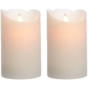 2x Creme Witte Led Kaarsen/stompkaarsen 12 Cm Flakkerend ed Kaarsen