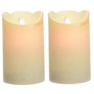 2x Parel Witte Led Kaarsen/stompkaarsen 12 Cm Flakkerend ed Kaarsen