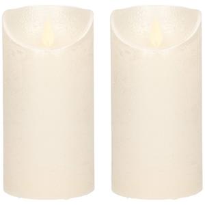 2x Creme Parel Led Kaarsen / Stompkaarsen Met Bewegende Vlam 15 Cm ed Kaarsen