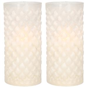 Anna's Collection 2x Stuks Luxe Led Kaarsen In Glas D7,5 X H15 Cm ed Kaarsen