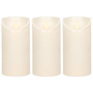 Anna's Collection 3x Creme Parel Led Kaarsen / Stompkaarsen Met Bewegende Vlam 15 Cm ed Kaarsen