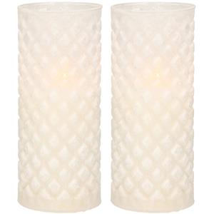 Anna's Collection 2x Stuks Luxe Led Kaarsen In Glas D7,5 X H17,5 Cm ed Kaarsen