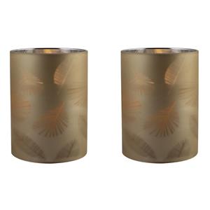 2x stuks luxe led kaarsen in goud bladeren glas D7 x H10 cm -
