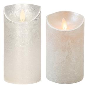 Anna's Collection Set van 2x stuks Zilveren Led kaarsen met bewegende vlam -