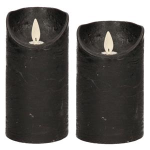 Anna's Collection Set van 2x stuks Zwarte Led kaarsen met bewegende vlam -