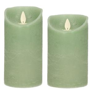 Anna's Collection Set van 2x stuks Jade Groen Led kaarsen met bewegende vlam -