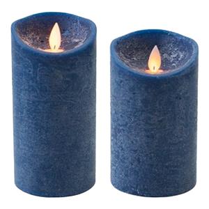 Anna's Collection Set van 2x stuks Donkerblauwe Led kaarsen met bewegende vlam -