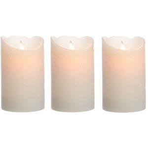 3x Creme witte LED kaarsen/stompkaarsen 12 cm flakkerend -