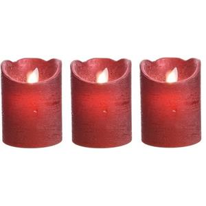 3x Kerst rode LED kaarsen/stompkaarsen 10 cm flakkerend -