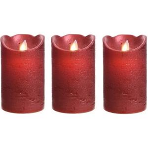 3x Kerst rode LED kaarsen/stompkaarsen 12 cm flakkerend -