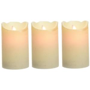 3x Parel witte LED kaarsen/stompkaarsen 12 cm flakkerend -