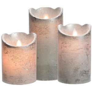 Decoris Led kaarsen combi set 3x stuks zilver 10/12 en 15 cm -