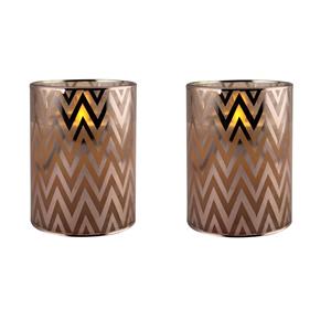 3x stuks luxe led kaarsen in koper glas D7 x H10 cm -