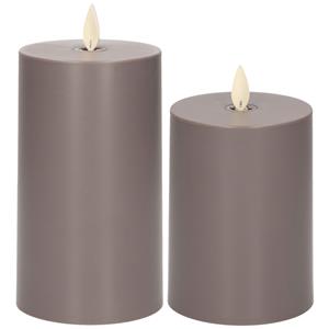 Anna's Collection Anna Collection LED kaarsen - 2x stuks - antraciet grijs - 13 en 16 cm -