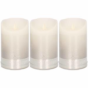 3x Zilver/witte Led kaarsen/stompkaarsen 12,5 cm -