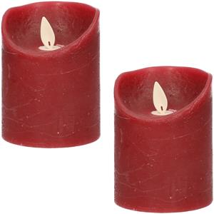 Anna's Collection 3x Bordeaux rode LED kaarsen / stompkaarsen met bewegende vlam 10 cm -