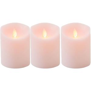 Anna's Collection 3x Roze LED kaars / stompkaars met bewegende vlam 10 cm -