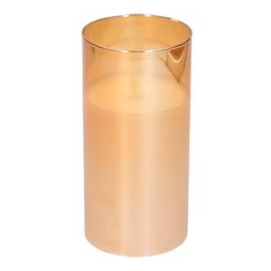 PEHA Luxe LED kaars/stompkaars in gouden glas 15 cm flakkerend -