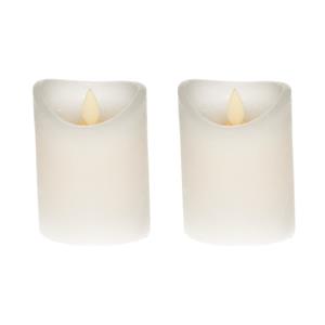 2x LED kaarsen/stompkaarsen wit 10 cm Flame met flakkerende vlam -