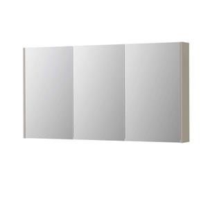 INK SPK2 Spiegelkast - 140x14x74cm - 3 deuren - dubbelzijdige Spiegel - schakelaar en stopcontact - MDF lak Mat kasjmier grijs 1105479