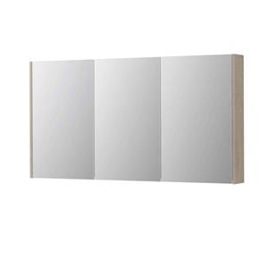 INK SPK2 Spiegelkast - 140x14x74cm - 3 deuren - dubbelzijdige Spiegel - schakelaar en stopcontact - MFC Ivoor eiken 1105480