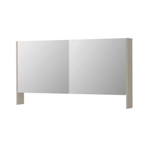INK SPK3 Spiegelkast - 140x14x74cm - 2 deuren - dubbelzijdige Spiegel - open planchet - schakelaar en stopcontact - MDF lak Mat kasjmier grijs 1110329