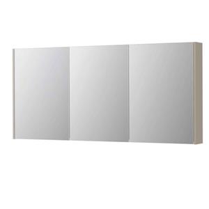 INK SPK2 Spiegelkast - 160x14x74cm - 3 deuren - dubbelzijdige Spiegel - schakelaar en stopcontact - MDF lak Mat kasjmier grijs 1105529