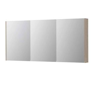INK SPK2 Spiegelkast - 160x14x74cm - 3 deuren - dubbelzijdige Spiegel - schakelaar en stopcontact - MFC Ivoor eiken 1105530