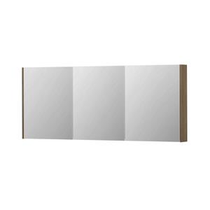INK SPK2 Spiegelkast - 180x14x74cm - 3 deuren - dubbelzijdige Spiegel - schakelaar en stopcontact - MFC Zuiver eiken 1105570
