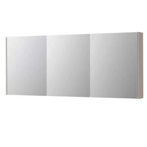 INK SPK2 Spiegelkast - 180x14x74cm - 3 deuren - dubbelzijdige Spiegel - schakelaar en stopcontact - MDF lak Mat kasjmier grijs 1105579