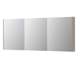 INK SPK2 Spiegelkast - 180x14x74cm - 3 deuren - dubbelzijdige Spiegel - schakelaar en stopcontact - MFC Ivoor eiken 1105580