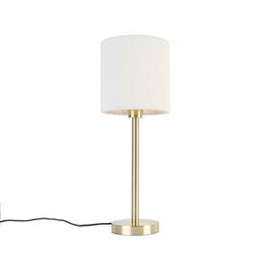 QAZQA Klassieke tafellamp messing met boucle kap wit 20 cm - Simplo