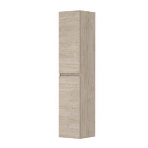 INK Badkamerkast - 35x37x169cm - 2 deuren - links en rechtsdraaiend - greeploos - houten keerlijst - MFC Ivoor eiken 1257402