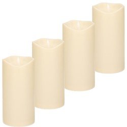 Cepewa 4x Stuks LED Stompkaars ivoor 15 cm met timerfunctie - Ledkaarsen - Kaarsen - LED kaarsen