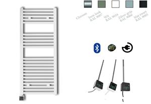 Sanicare elektrische design radiator met Bluetooth 110x45cm zwart mat met thermostaat links chroom